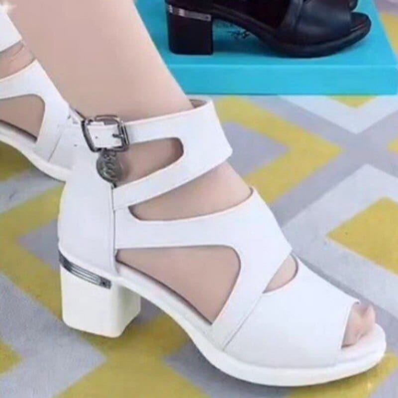  Showlu Fashion Store 0 Women's Block Heel Shoes 2023 Summer Vintage Peep Toe Ankle Strap Women's Sandals New Office Woman Platform Casual Sandalias