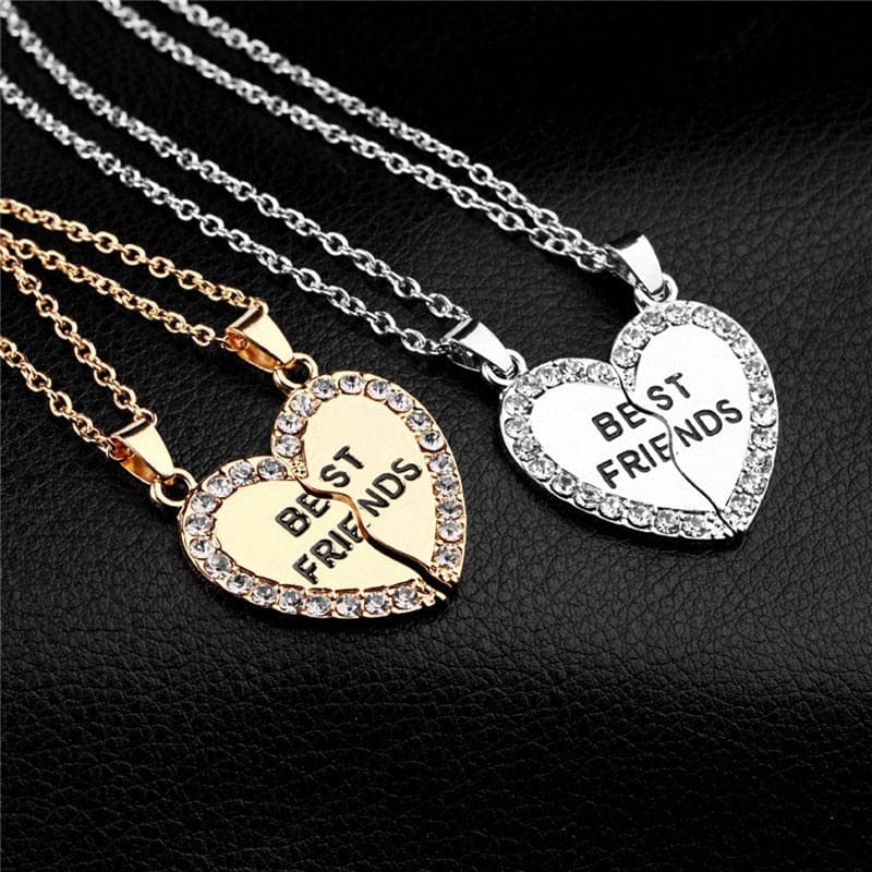 Showlu Fashion Store 0 Wu's 2022 Love English Necklace Fashion Two Petals Inlaid Zircon Friends Necklace Clavicle Chain