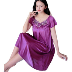 Showlu Fashion Store 0 XXXXL Ladies Women Satin Sexy Lingerie Lace Fancy Nightshirts Elegant Chemise Sleepwear Night Baby Doll Underwear Sleepwear