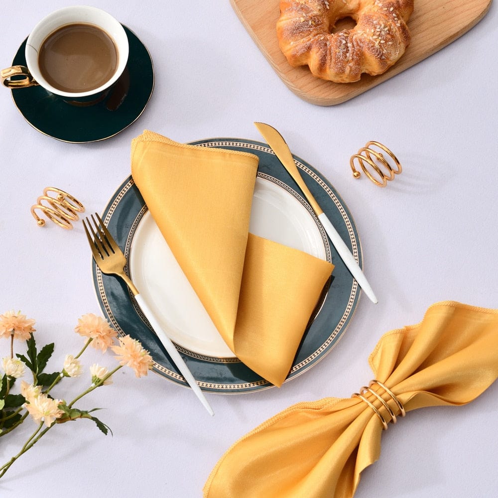 Showlu Fashion Store 0 Yellow 50 Pcs Satin Table Napkins 12x12inches Square Dinner Napkins Washable Soft Table Napkins for Wedding Birthday Parties Decoration