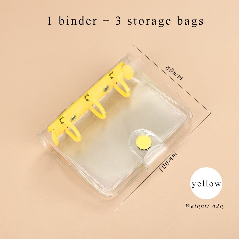 Showlu Fashion Store 0 yellow / mini JIANWU Creative Cute Transparent 3 ring Mini Loose-leaf Hand Book Student Portable Notebook ring binder Kawaii School Supplies