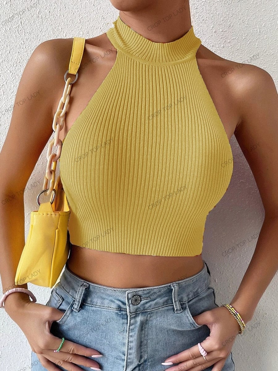 Showlu Fashion Store 0 Yellow / One Size Sleek Corset Halter Crop Top