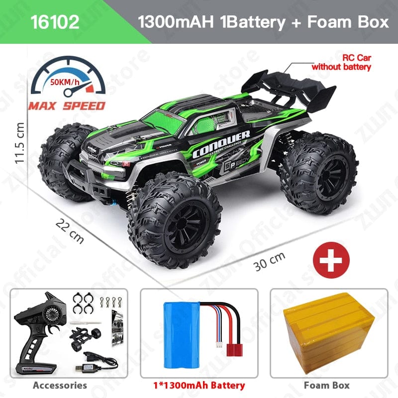 Showlu Fashion Store 0 ZWN 1:16 70KM/H Or 50KM/H 4WD RC Car With LED Remote Control Cars High Speed Drift Monster Truck for Kids vs Wltoys 144001 Toys