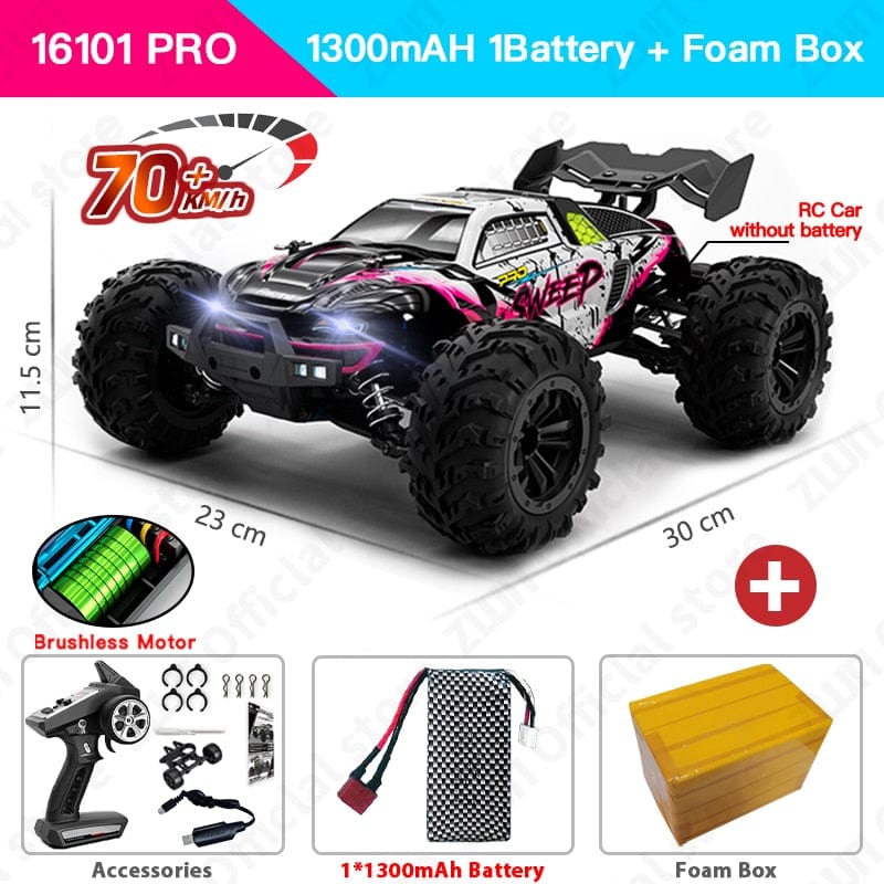 Showlu Fashion Store 0 ZWN 1:16 70KM/H Or 50KM/H 4WD RC Car With LED Remote Control Cars High Speed Drift Monster Truck for Kids vs Wltoys 144001 Toys