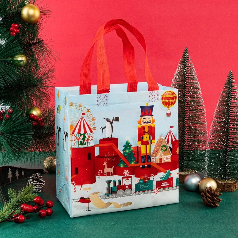  Showlu Fashion Store 01 / 21.5x22x11cm StoBag 12pcs Marry Christmas Tote Bags Gift Package Fabric Hnadle Santa Claus Home Handmade Kids Party Favors New Year Supplies