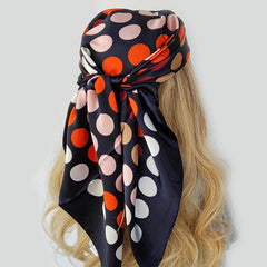 Showlu Fashion Store 01 / 90X90CM 90*90CM Kerchief Fashion Print Satin Silk Scarves Popular Colour Square Shawls Luxury Sunscreen New Headcloth foulard muffler