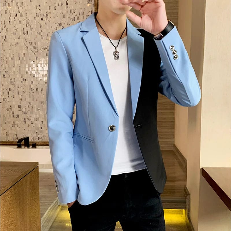  Showlu Fashion Store 01 Blue / Asian 2XL 65-72KG Men Blazer Slim Fit 2023 Autumn New Hot Suit Jacket Casual Streetwear Blazer Masculino Fashion Formal Blazer Hombre Men Clothing