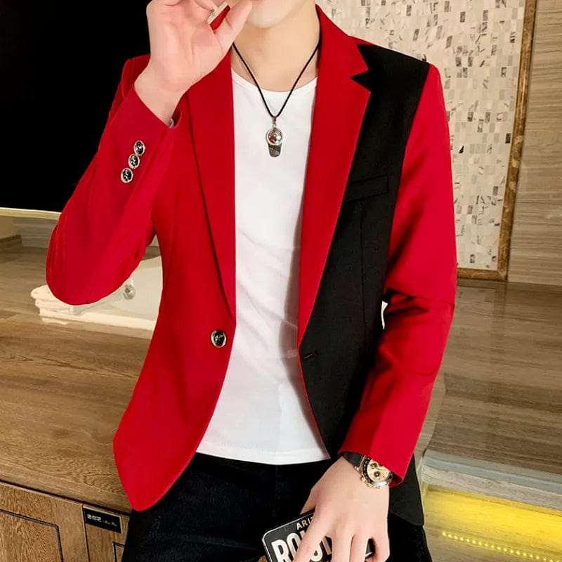  Showlu Fashion Store 01 Red / Asian 2XL 65-72KG Men Blazer Slim Fit 2023 Autumn New Hot Suit Jacket Casual Streetwear Blazer Masculino Fashion Formal Blazer Hombre Men Clothing