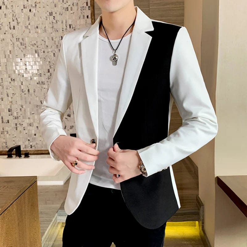  Showlu Fashion Store 01 White / Asian 2XL 65-72KG Men Blazer Slim Fit 2023 Autumn New Hot Suit Jacket Casual Streetwear Blazer Masculino Fashion Formal Blazer Hombre Men Clothing