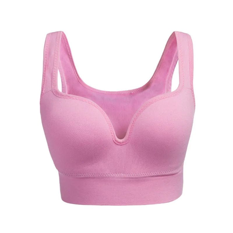 SHOWLU FASHION STORE 01pink / CHINA / M Women Wireless Sports Bra Fitness Running Vest Gym Workout Underwear Padded Tops Bralette Breathable Brassiere Push Up Bras