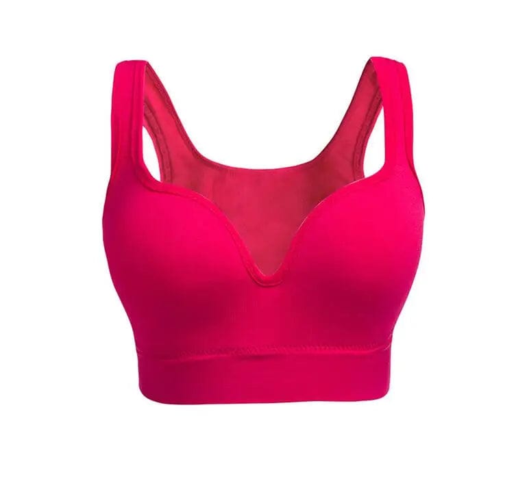 SHOWLU FASHION STORE 01rose red / CHINA / XL Women Wireless Sports Bra Fitness Running Vest Gym Workout Underwear Padded Tops Bralette Breathable Brassiere Push Up Bras