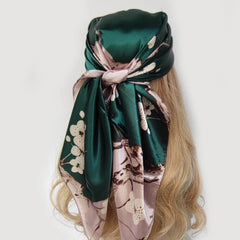 Showlu Fashion Store 02 / 90X90CM 90*90CM Kerchief Fashion Print Satin Silk Scarves Popular Colour Square Shawls Luxury Sunscreen New Headcloth foulard muffler