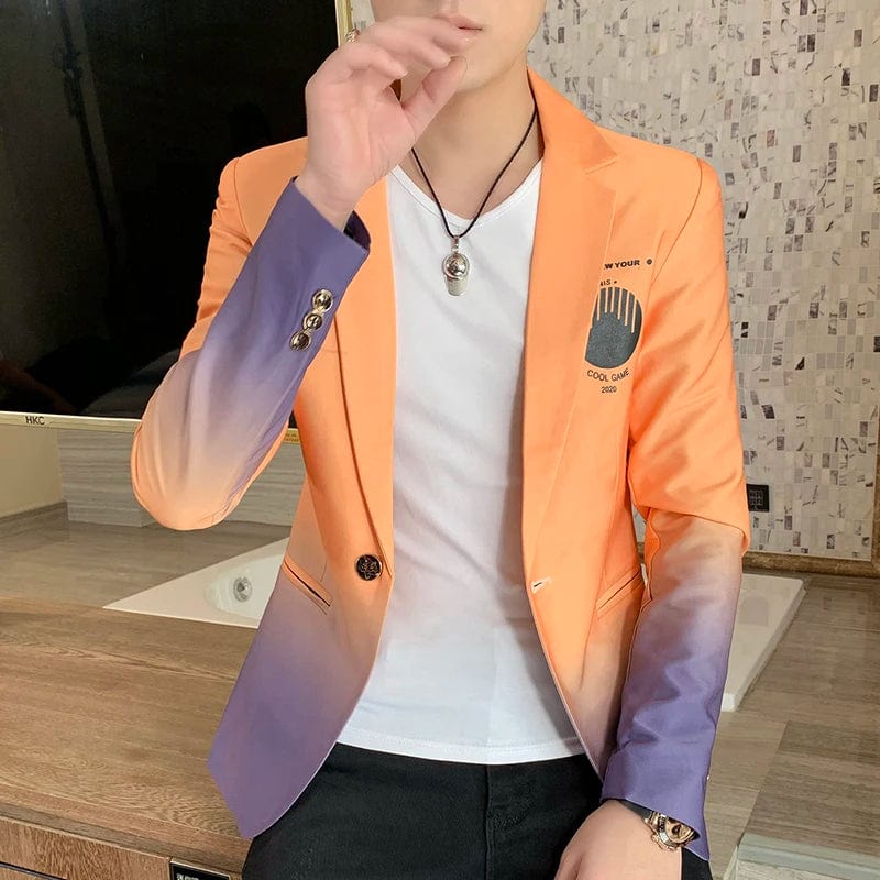  Showlu Fashion Store 02 Orange / Asian 2XL 65-72KG Men Blazer Slim Fit 2023 Autumn New Hot Suit Jacket Casual Streetwear Blazer Masculino Fashion Formal Blazer Hombre Men Clothing