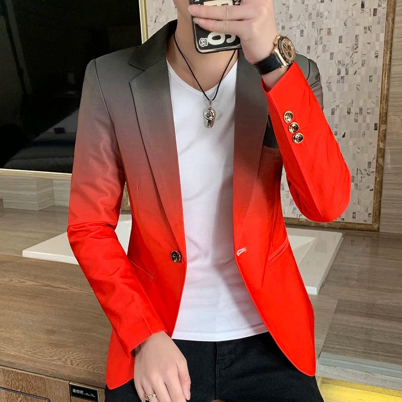  Showlu Fashion Store 02 Red / Asian 2XL 65-72KG Men Blazer Slim Fit 2023 Autumn New Hot Suit Jacket Casual Streetwear Blazer Masculino Fashion Formal Blazer Hombre Men Clothing