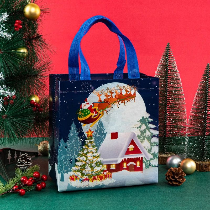  Showlu Fashion Store 03 / 21.5x22x11cm StoBag 12pcs Marry Christmas Tote Bags Gift Package Fabric Hnadle Santa Claus Home Handmade Kids Party Favors New Year Supplies