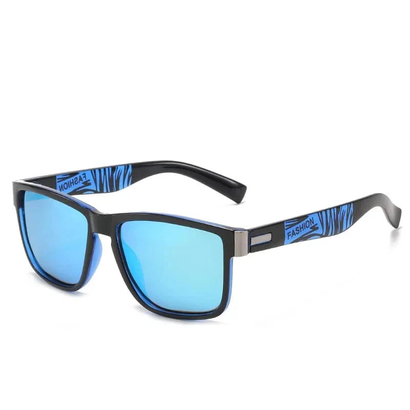 Showlu Fashion SKIG polarized square sunglasses in ice blue, vintage UV400 driving eyewear for men and women with classic style.