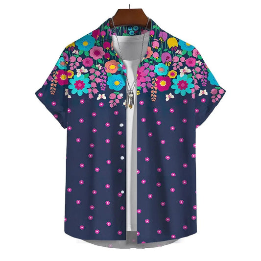  Showlu Fashion Store 0329-CS-91 / 4XL Vibrant 3D Floral Printed Shirt