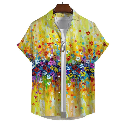  Showlu Fashion Store 0329-CS-92 / XXXL Vibrant 3D Floral Printed Shirt