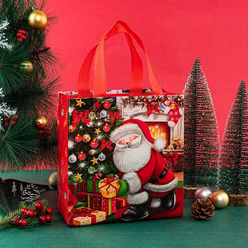  Showlu Fashion Store 04 / 21.5x22x11cm StoBag 12pcs Marry Christmas Tote Bags Gift Package Fabric Hnadle Santa Claus Home Handmade Kids Party Favors New Year Supplies