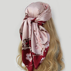 Showlu Fashion Store 04 / 90X90CM 90*90CM Kerchief Fashion Print Satin Silk Scarves Popular Colour Square Shawls Luxury Sunscreen New Headcloth foulard muffler