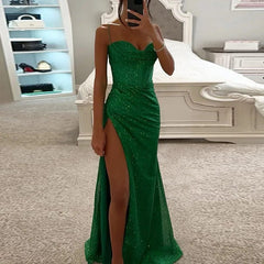  Showlu Fashion Store 04 Green / S Elegant High Waist Evening Maxi Dress