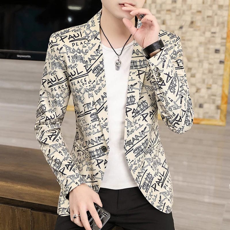  Showlu Fashion Store 04 Khaki / Asian 2XL 65-72KG Men Blazer Slim Fit 2023 Autumn New Hot Suit Jacket Casual Streetwear Blazer Masculino Fashion Formal Blazer Hombre Men Clothing