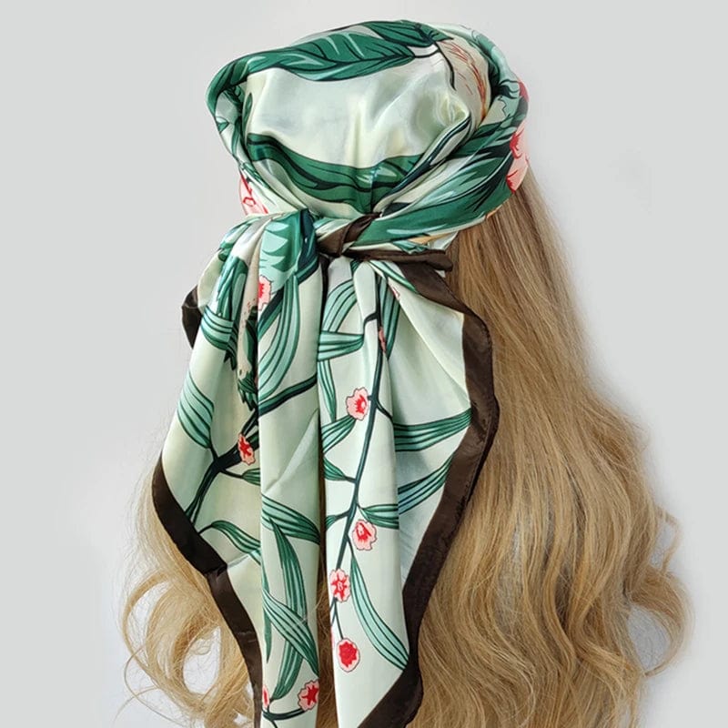 Showlu Fashion Store 05 / 90X90CM 90*90CM Kerchief Fashion Print Satin Silk Scarves Popular Colour Square Shawls Luxury Sunscreen New Headcloth foulard muffler