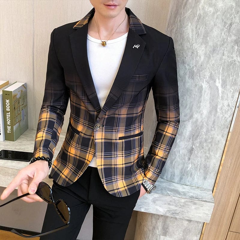  Showlu Fashion Store 05 Yellow / Asian 2XL 65-72KG Men Blazer Slim Fit 2023 Autumn New Hot Suit Jacket Casual Streetwear Blazer Masculino Fashion Formal Blazer Hombre Men Clothing