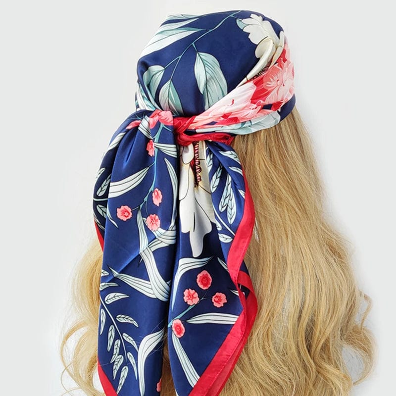 Showlu Fashion Store 07 / 90X90CM 90*90CM Kerchief Fashion Print Satin Silk Scarves Popular Colour Square Shawls Luxury Sunscreen New Headcloth foulard muffler