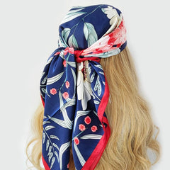 Showlu Fashion Store 07 / 90X90CM 90*90CM Kerchief Fashion Print Satin Silk Scarves Popular Colour Square Shawls Luxury Sunscreen New Headcloth foulard muffler