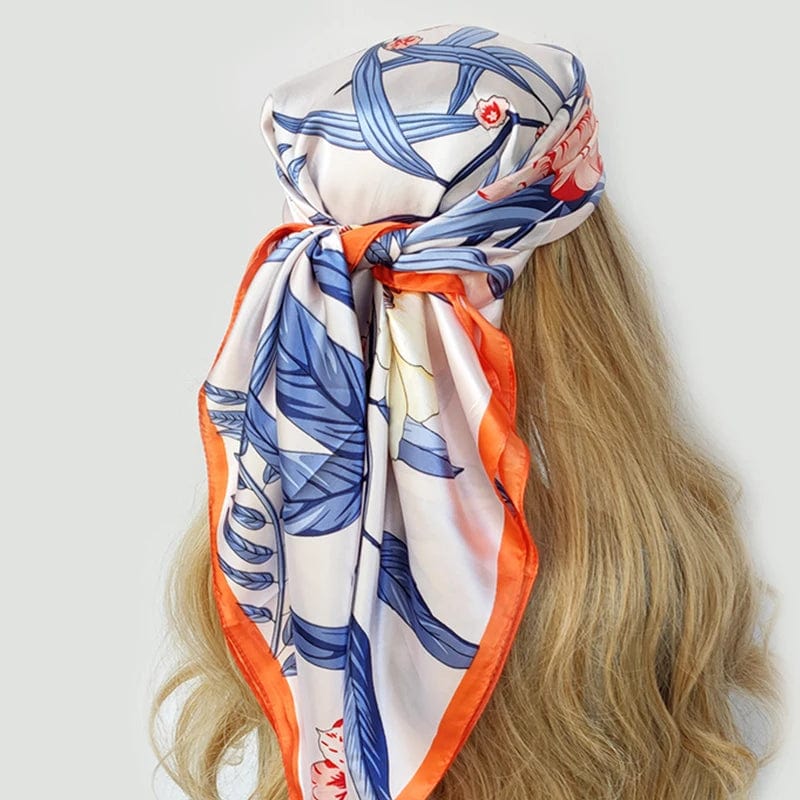 Showlu Fashion Store 08 / 90X90CM 90*90CM Kerchief Fashion Print Satin Silk Scarves Popular Colour Square Shawls Luxury Sunscreen New Headcloth foulard muffler