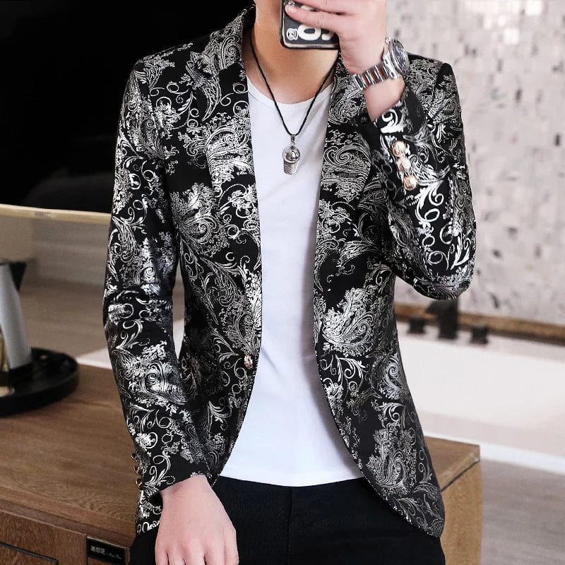  Showlu Fashion Store 08 Silver / Asian 2XL 65-72KG Men Blazer Slim Fit 2023 Autumn New Hot Suit Jacket Casual Streetwear Blazer Masculino Fashion Formal Blazer Hombre Men Clothing