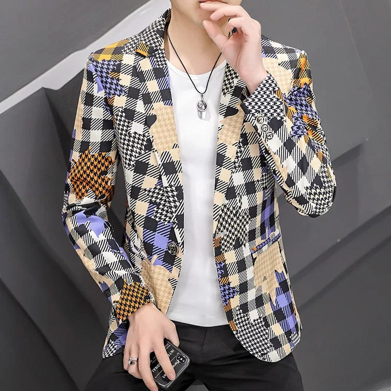  Showlu Fashion Store 09 Blue / Asian 2XL 65-72KG Men Blazer Slim Fit 2023 Autumn New Hot Suit Jacket Casual Streetwear Blazer Masculino Fashion Formal Blazer Hombre Men Clothing