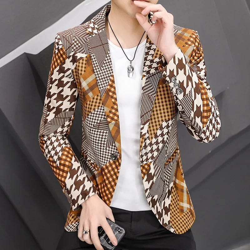  Showlu Fashion Store 09 Khaki / Asian 2XL 65-72KG Men Blazer Slim Fit 2023 Autumn New Hot Suit Jacket Casual Streetwear Blazer Masculino Fashion Formal Blazer Hombre Men Clothing