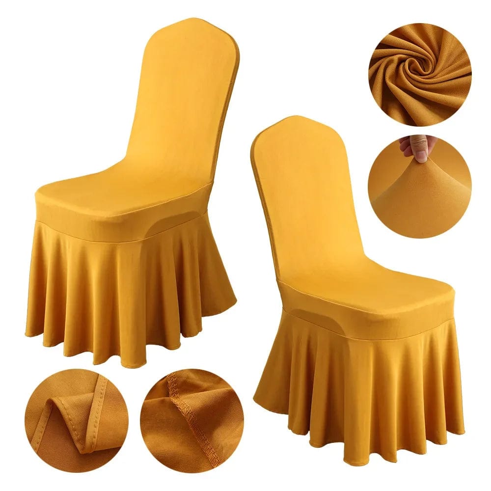 Showlu Fashion Store 1/2/4pcs Pleated Skirt Chair Covers Spandex Party Weddings Banquet Polyester Chair Cover Hotel Home Decor Wedding Chair Covers