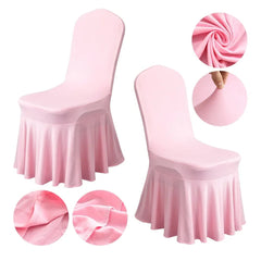 Showlu Fashion Store 1/2/4pcs Pleated Skirt Chair Covers Spandex Party Weddings Banquet Polyester Chair Cover Hotel Home Decor Wedding Chair Covers