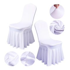 Showlu Fashion Store 1/2/4pcs Pleated Skirt Chair Covers Spandex Party Weddings Banquet Polyester Chair Cover Hotel Home Decor Wedding Chair Covers