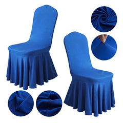 Showlu Fashion Store 1/2/4pcs Pleated Skirt Chair Covers Spandex Party Weddings Banquet Polyester Chair Cover Hotel Home Decor Wedding Chair Covers