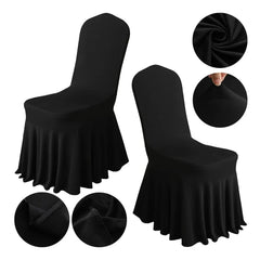 Showlu Fashion Store 1/2/4pcs Pleated Skirt Chair Covers Spandex Party Weddings Banquet Polyester Chair Cover Hotel Home Decor Wedding Chair Covers