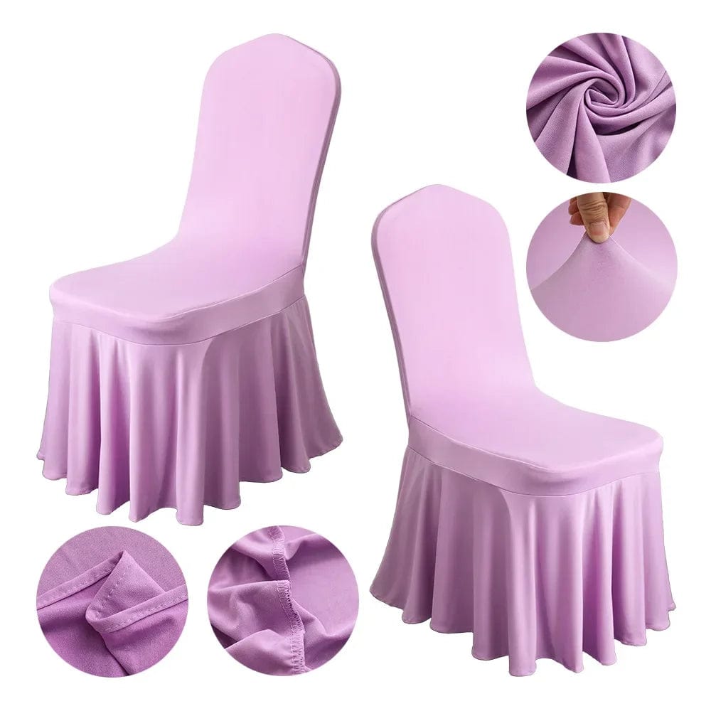 Showlu Fashion Store 1/2/4pcs Pleated Skirt Chair Covers Spandex Party Weddings Banquet Polyester Chair Cover Hotel Home Decor Wedding Chair Covers