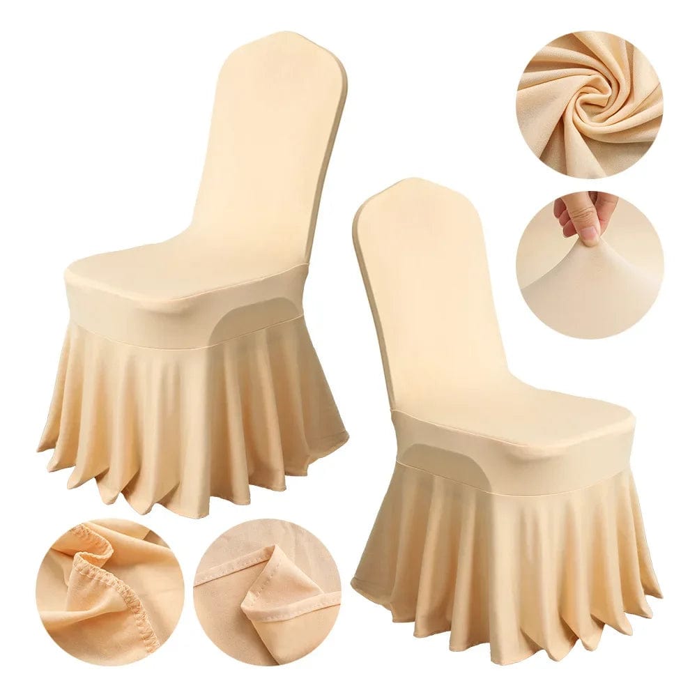 Showlu Fashion Store 1/2/4pcs Pleated Skirt Chair Covers Spandex Party Weddings Banquet Polyester Chair Cover Hotel Home Decor Wedding Chair Covers