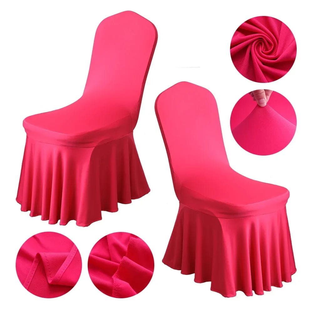 Showlu Fashion Store 1/2/4pcs Pleated Skirt Chair Covers Spandex Party Weddings Banquet Polyester Chair Cover Hotel Home Decor Wedding Chair Covers