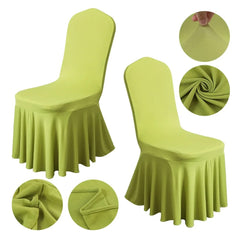 Showlu Fashion Store 1/2/4pcs Pleated Skirt Chair Covers Spandex Party Weddings Banquet Polyester Chair Cover Hotel Home Decor Wedding Chair Covers