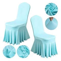 Showlu Fashion Store 1/2/4pcs Pleated Skirt Chair Covers Spandex Party Weddings Banquet Polyester Chair Cover Hotel Home Decor Wedding Chair Covers