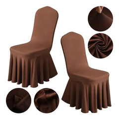 Showlu Fashion Store 1/2/4pcs Pleated Skirt Chair Covers Spandex Party Weddings Banquet Polyester Chair Cover Hotel Home Decor Wedding Chair Covers