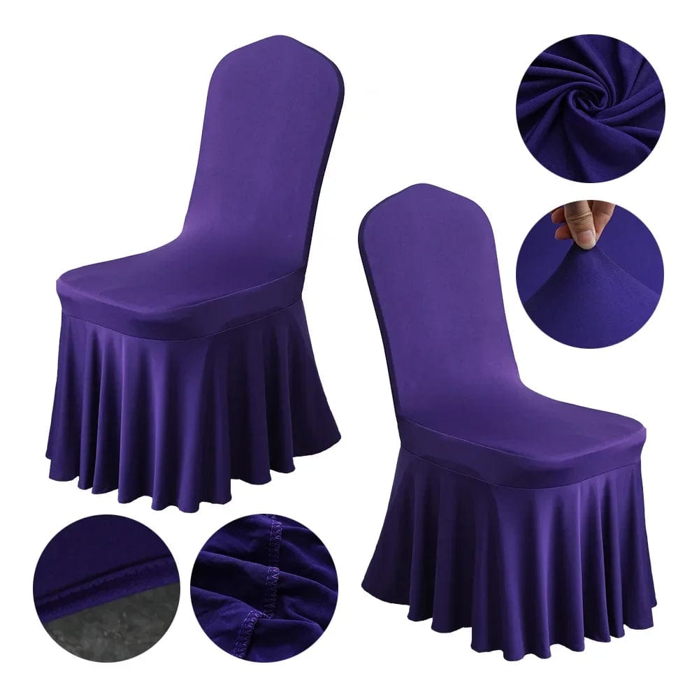 Showlu Fashion Store 1/2/4pcs Pleated Skirt Chair Covers Spandex Party Weddings Banquet Polyester Chair Cover Hotel Home Decor Wedding Chair Covers