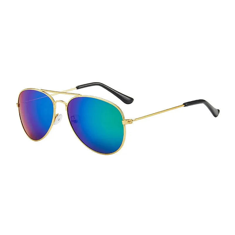 Kids pilot sunglasses with metal frame and mirror lenses, stylish goggles for boys and girls by Showlu Fashion Store.
