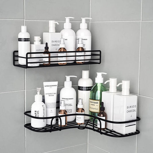 Showlu Fashion Store 1/2PCS Bathroom Shelf Shower Wall Mount Shampoo Storage Holder With Suction Cup No Drilling Kitchen Storage Bathroom Accessories