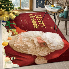 Showlu Fashion Store 1 / 40x120cm 15x47inch Christmas Rugs Home Rugs Santa Pattern Living Room Bedroom Decor Doormats Holiday Party Atmosphere Arrangement Decoration