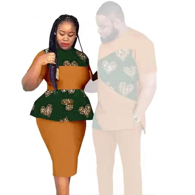 SHOWLU FASHION STORE 1 / 4XL African Clothes for Couples Women Wear Wedding Party Ankara Match Men 2 Pieces Pants Set African Couples Clothing Women Outfits